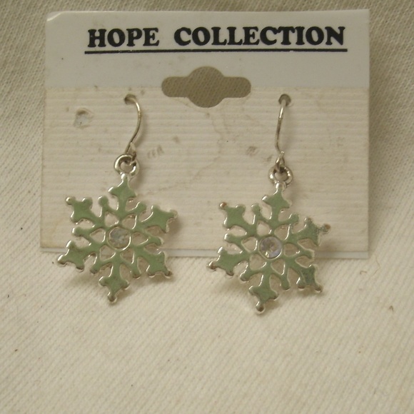 vintage Silver Snowflake Dangle Earrings - Picture 3 of 8
